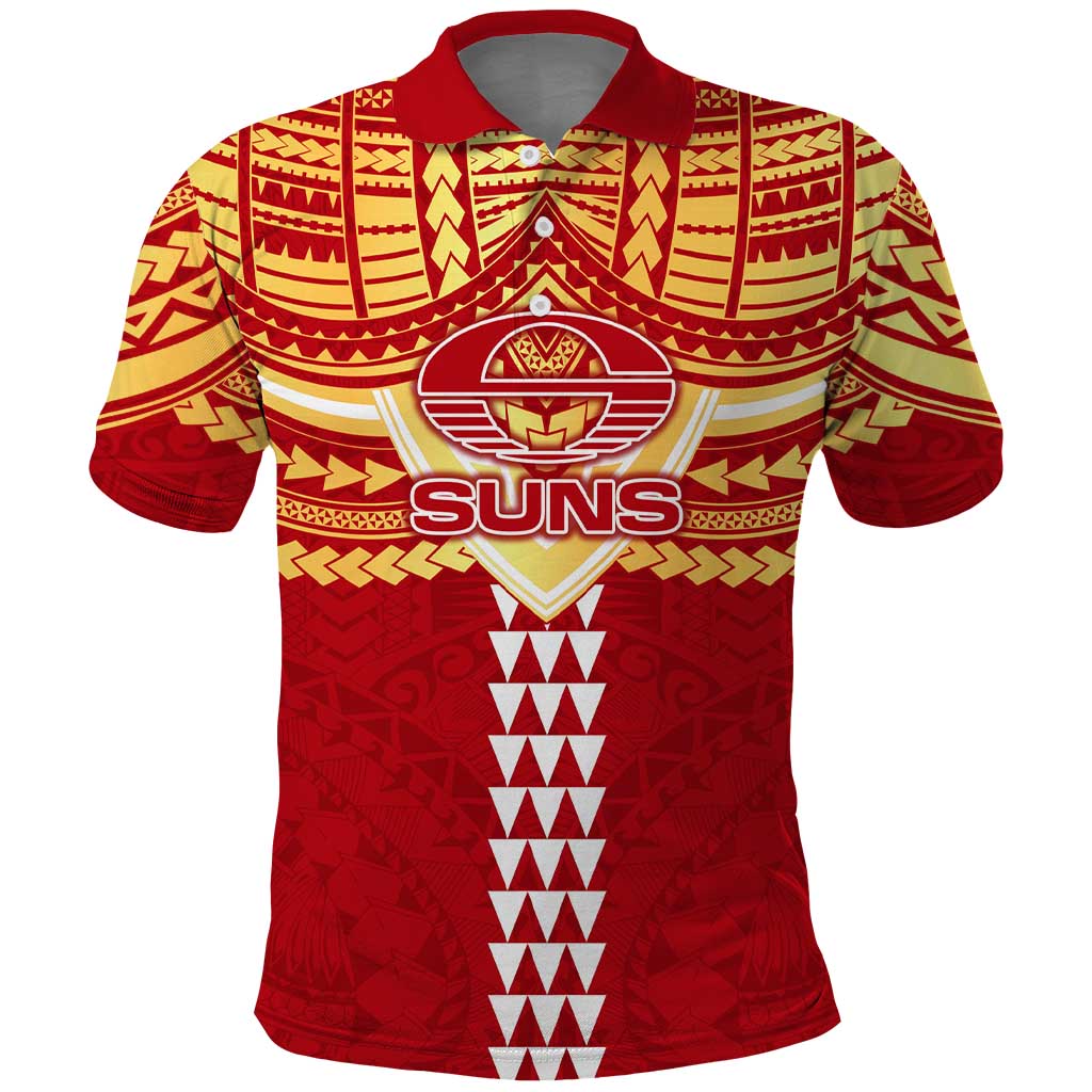 Personalized Gold Coast Suns Polo Shirt Polynesian Tribal Pattern Heritage Football