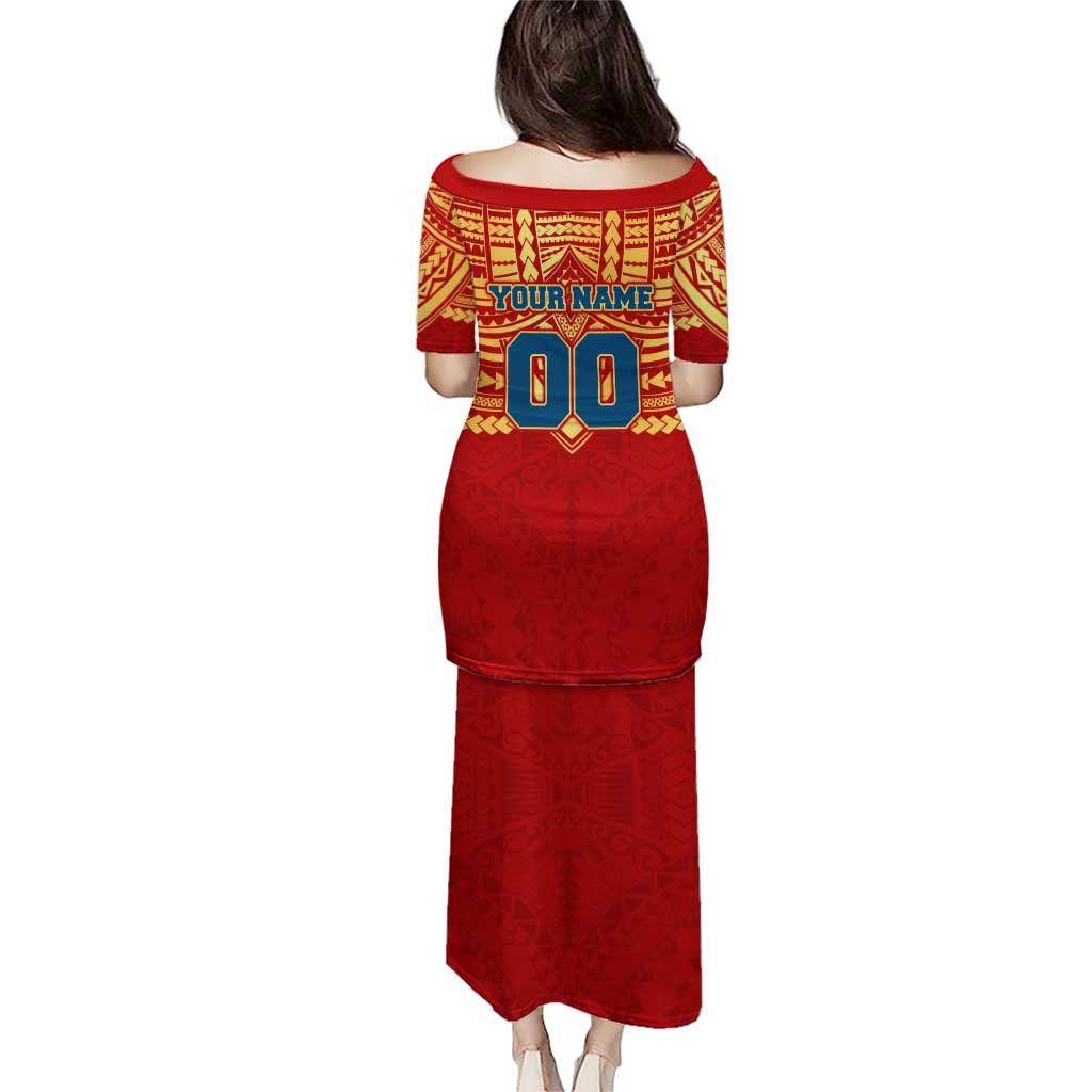 Personalized Gold Coast Suns Puletasi Polynesian Tribal Pattern Heritage Football