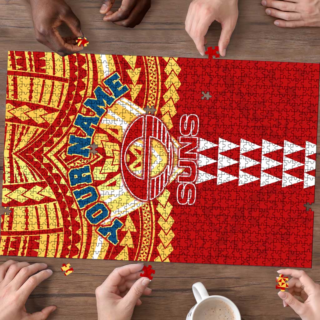 Personalized Gold Coast Suns Puzzle Polynesian Tribal Pattern Heritage Football