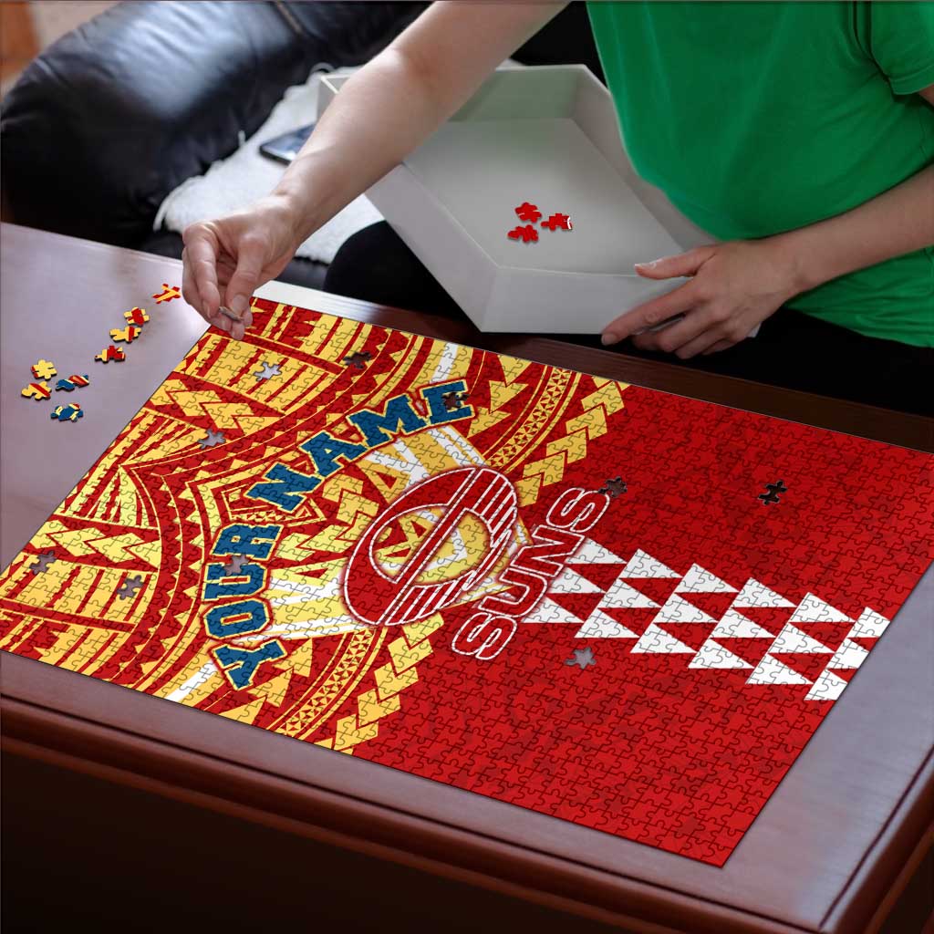 Personalized Gold Coast Suns Puzzle Polynesian Tribal Pattern Heritage Football