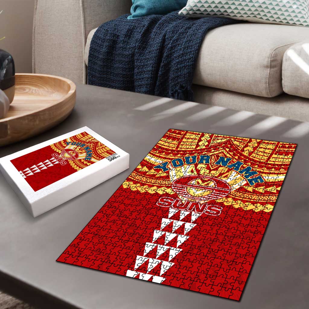 Personalized Gold Coast Suns Puzzle Polynesian Tribal Pattern Heritage Football