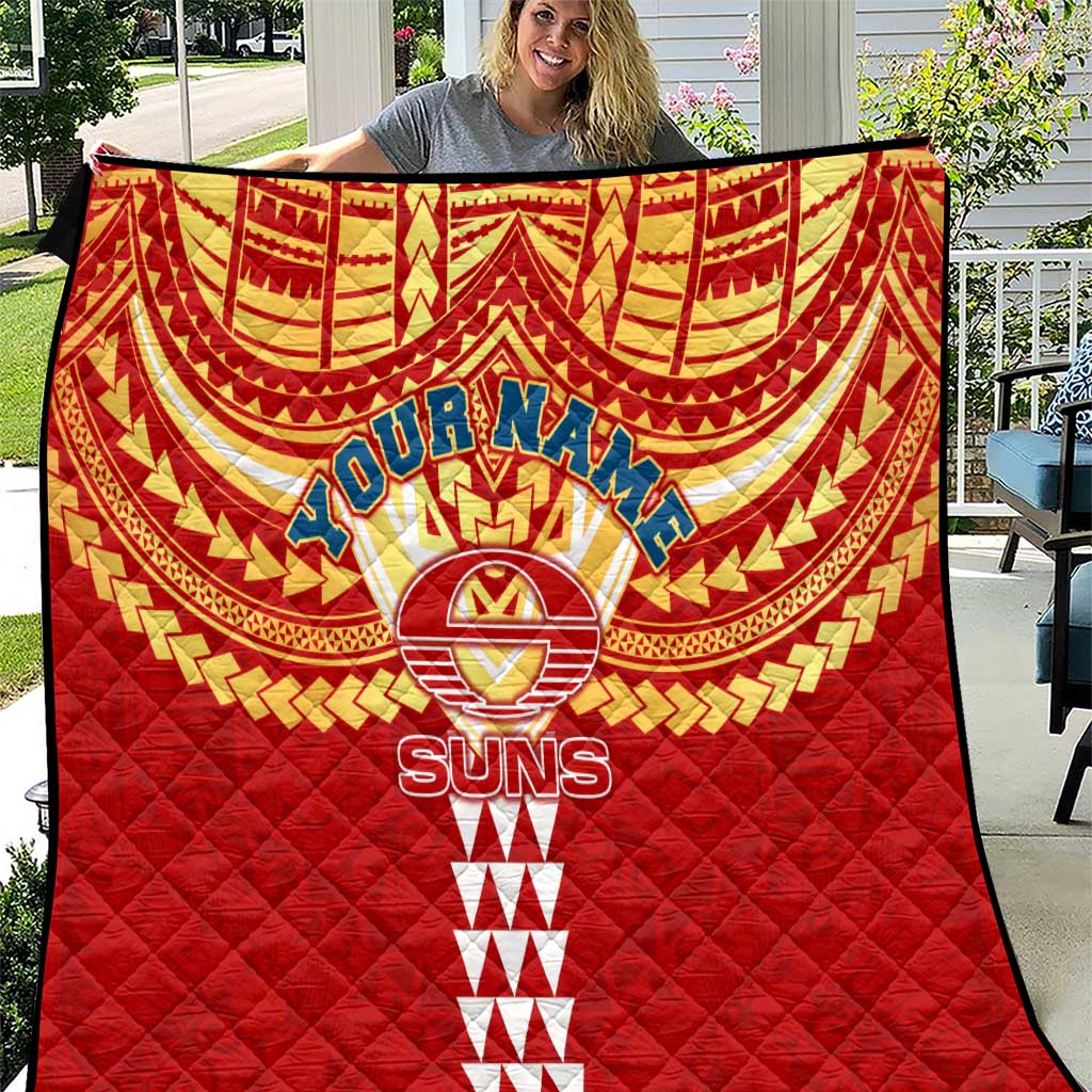 Personalized Gold Coast Suns Quilt Polynesian Tribal Pattern Heritage Football