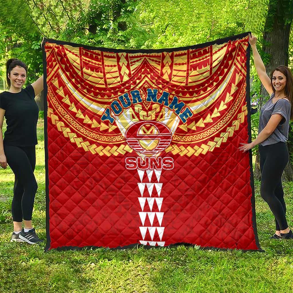 Personalized Gold Coast Suns Quilt Polynesian Tribal Pattern Heritage Football