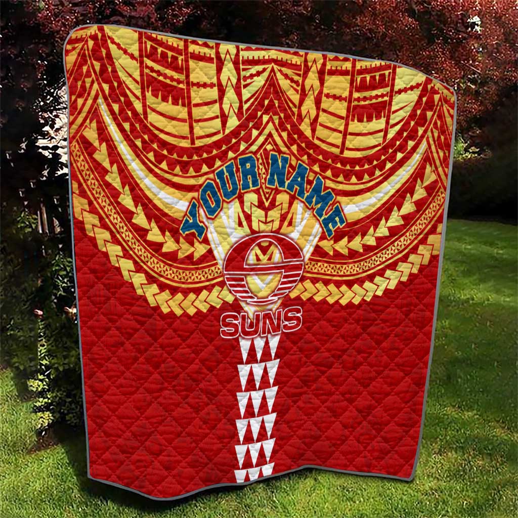 Personalized Gold Coast Suns Quilt Polynesian Tribal Pattern Heritage Football