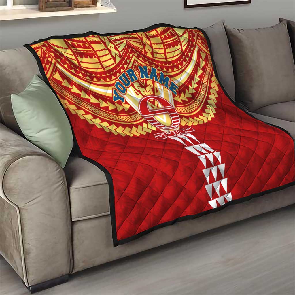 Personalized Gold Coast Suns Quilt Polynesian Tribal Pattern Heritage Football