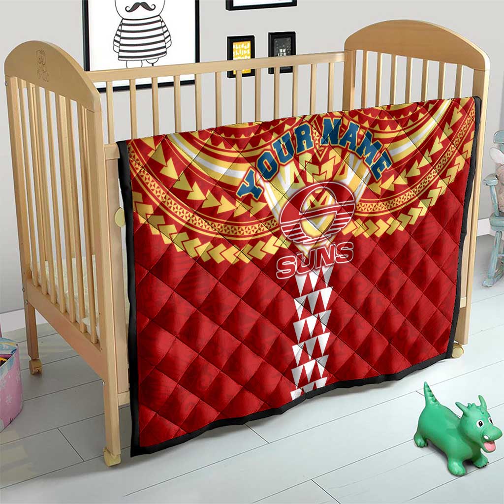 Personalized Gold Coast Suns Quilt Polynesian Tribal Pattern Heritage Football
