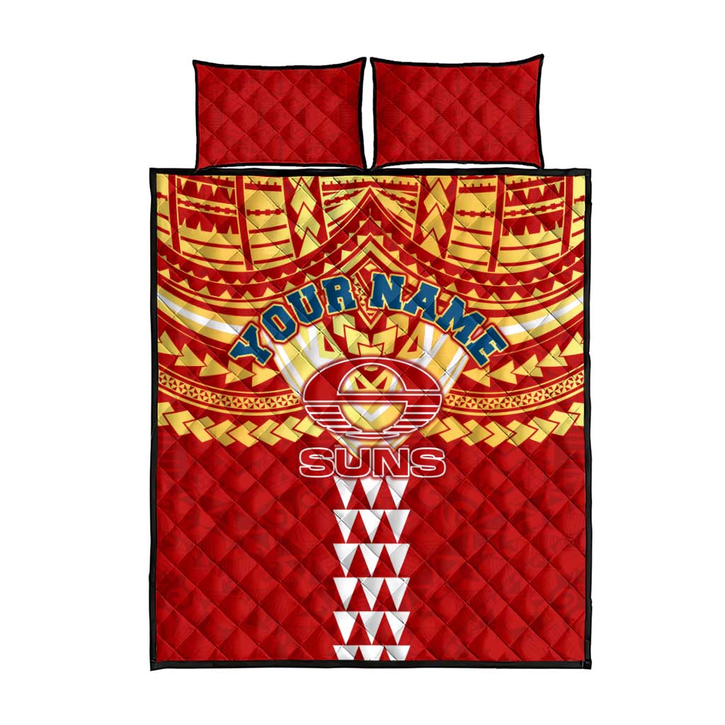 Personalized Gold Coast Suns Quilt Bed Set Polynesian Tribal Pattern Heritage Football