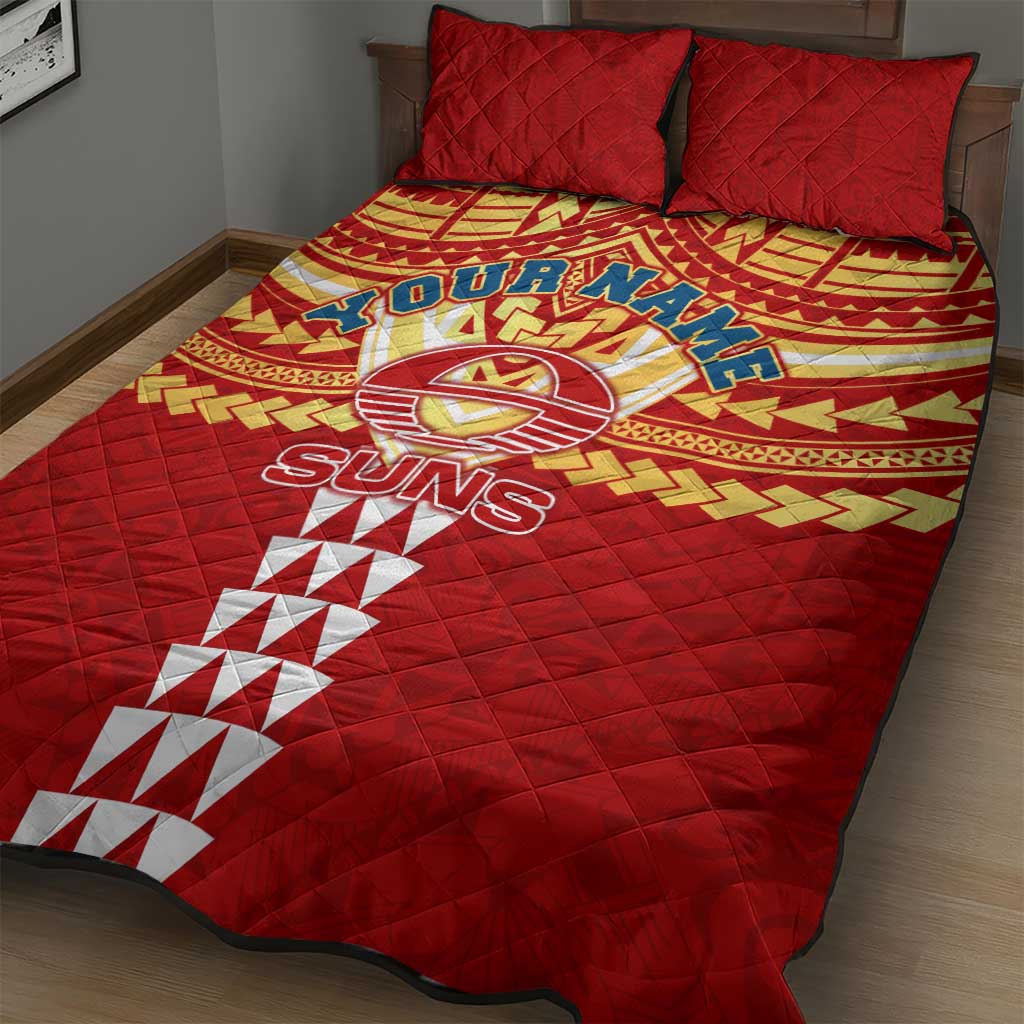Personalized Gold Coast Suns Quilt Bed Set Polynesian Tribal Pattern Heritage Football