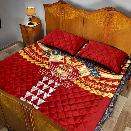 Personalized Gold Coast Suns Quilt Bed Set Polynesian Tribal Pattern Heritage Football