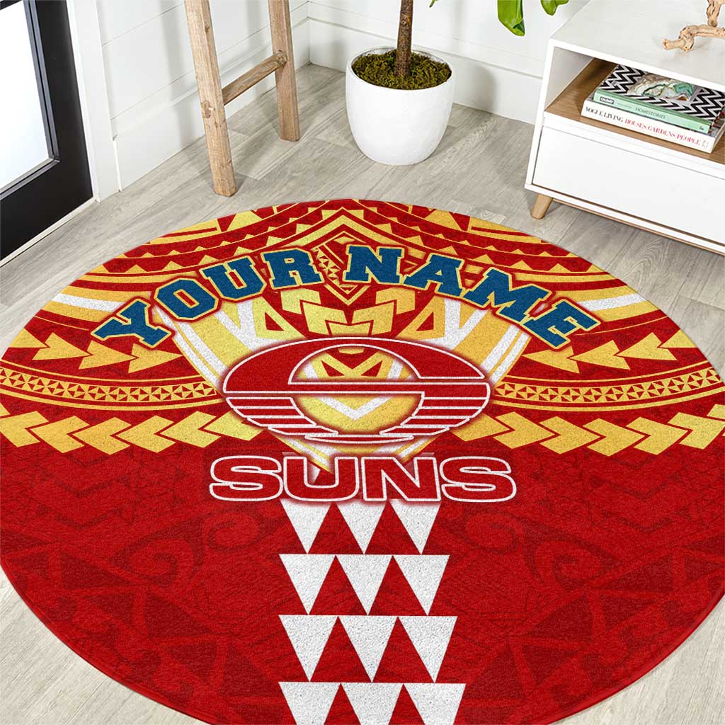 Personalized Gold Coast Suns Round Carpet Polynesian Tribal Pattern Heritage Football