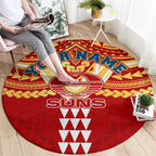 Personalized Gold Coast Suns Round Carpet Polynesian Tribal Pattern Heritage Football