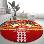 Personalized Gold Coast Suns Round Carpet Polynesian Tribal Pattern Heritage Football