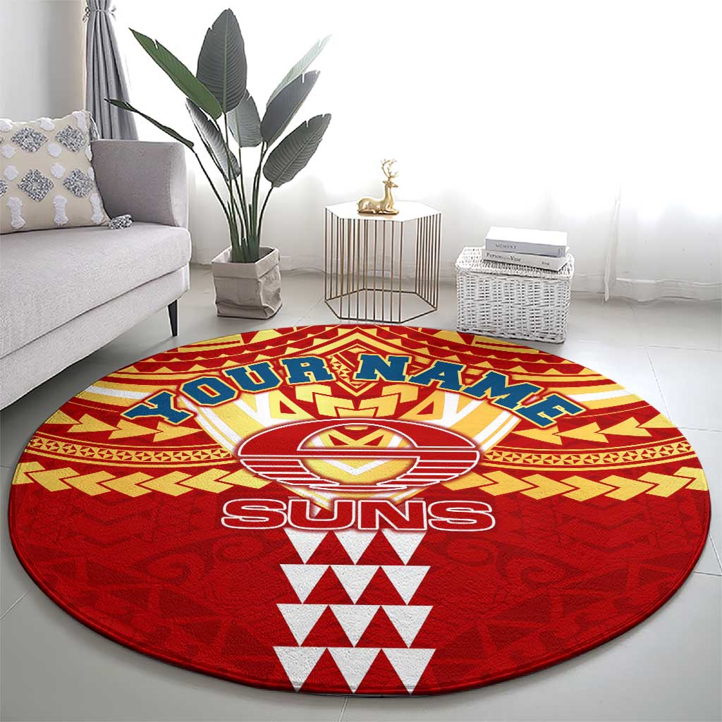Personalized Gold Coast Suns Round Carpet Polynesian Tribal Pattern Heritage Football