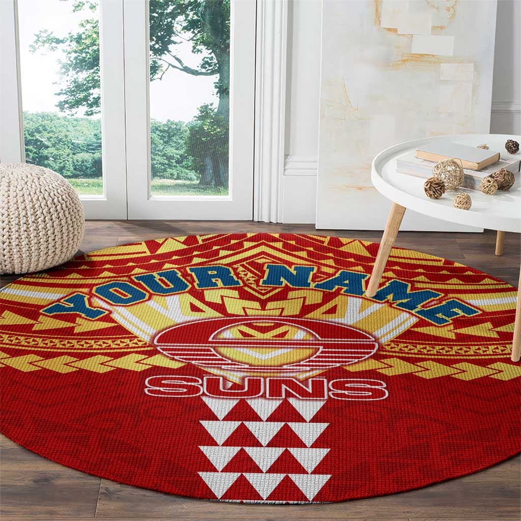 Personalized Gold Coast Suns Round Carpet Polynesian Tribal Pattern Heritage Football