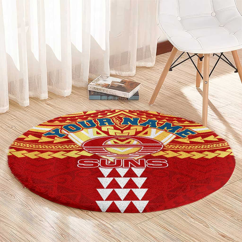 Personalized Gold Coast Suns Round Carpet Polynesian Tribal Pattern Heritage Football