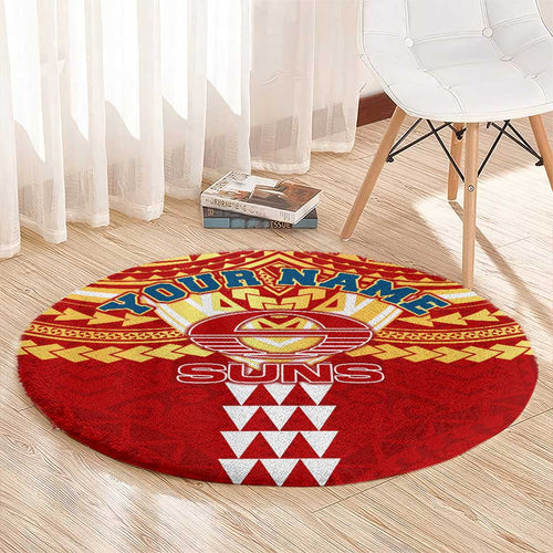 Personalized Gold Coast Suns Round Carpet Polynesian Tribal Pattern Heritage Football