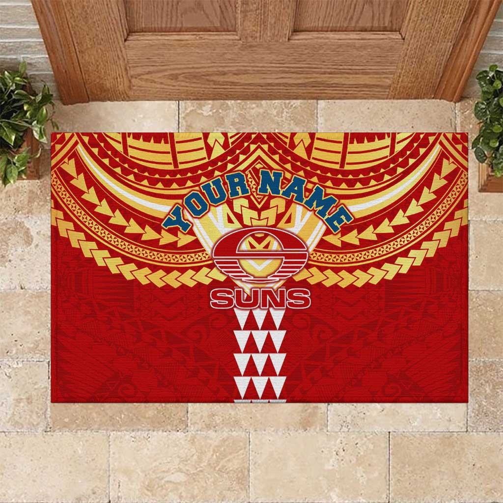 Personalized Gold Coast Suns Rubber Doormat Polynesian Tribal Pattern Heritage Football