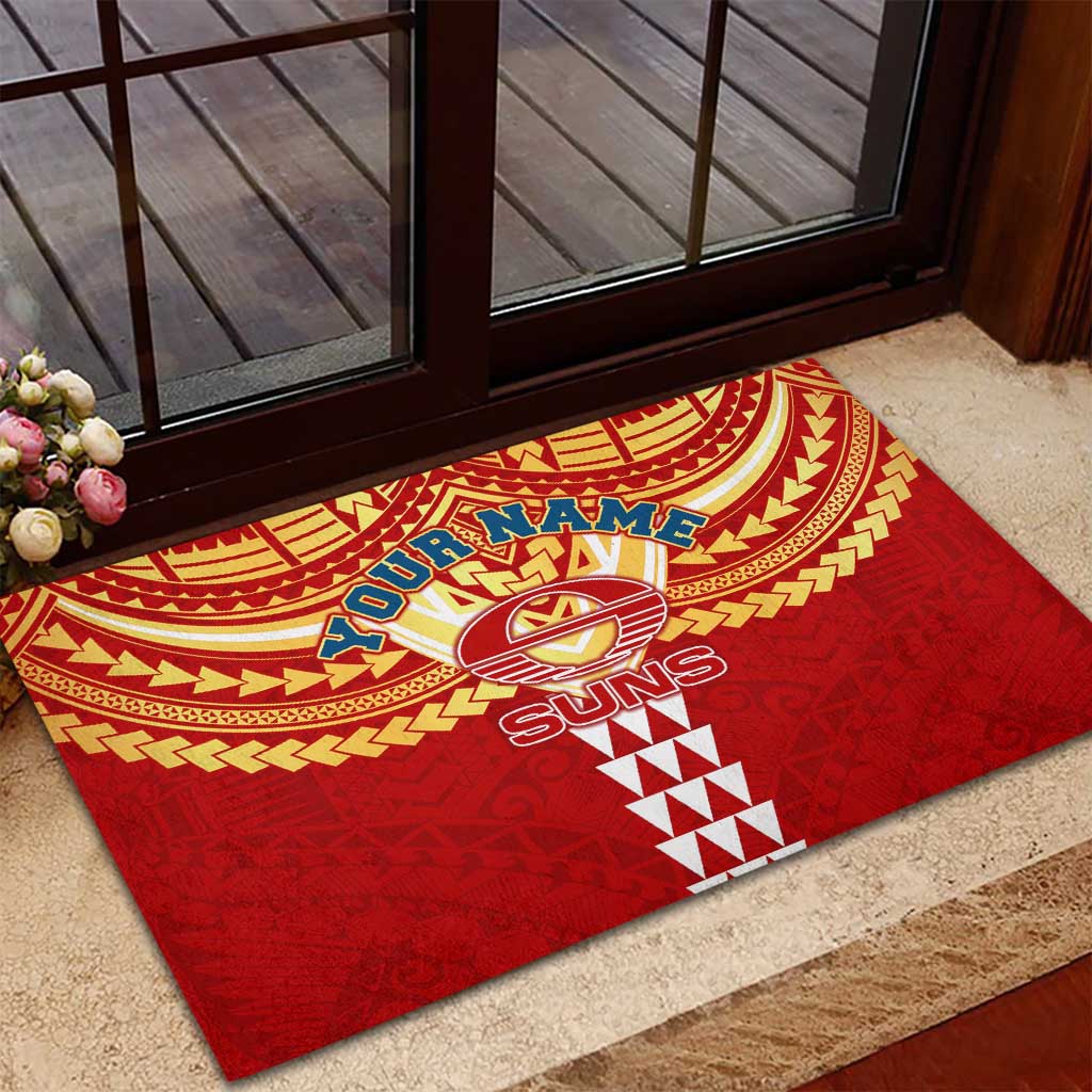 Personalized Gold Coast Suns Rubber Doormat Polynesian Tribal Pattern Heritage Football