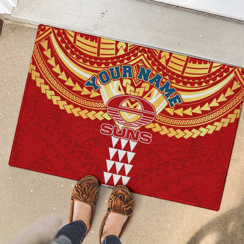 Personalized Gold Coast Suns Rubber Doormat Polynesian Tribal Pattern Heritage Football