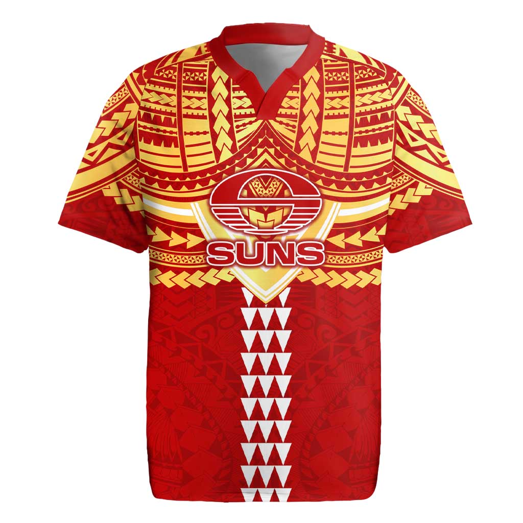 Personalized Gold Coast Suns Rugby Jersey Polynesian Tribal Pattern Heritage Football