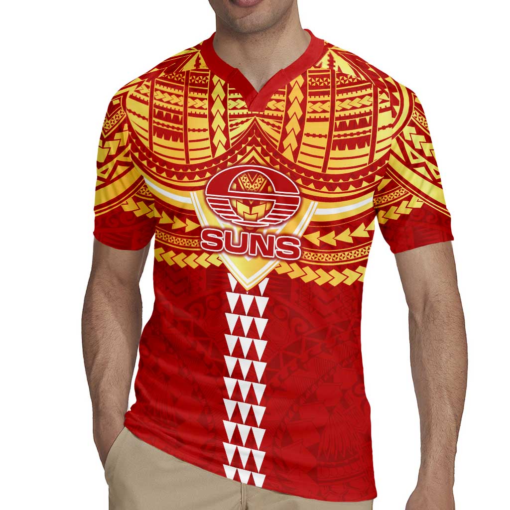 Personalized Gold Coast Suns Rugby Jersey Polynesian Tribal Pattern Heritage Football