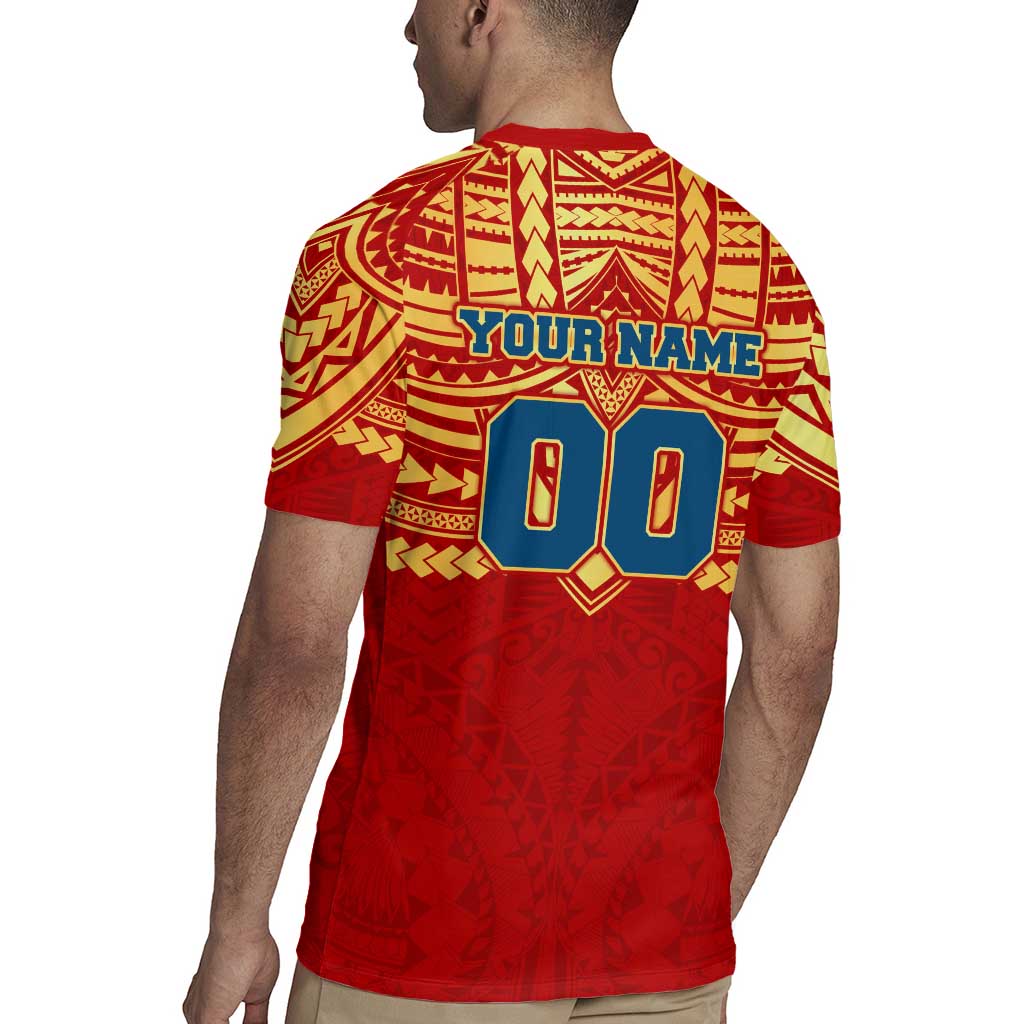 Personalized Gold Coast Suns Rugby Jersey Polynesian Tribal Pattern Heritage Football