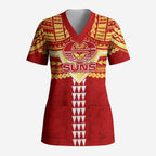 Personalized Gold Coast Suns Scrub Top Polynesian Tribal Pattern Heritage Football
