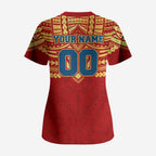 Personalized Gold Coast Suns Scrub Top Polynesian Tribal Pattern Heritage Football