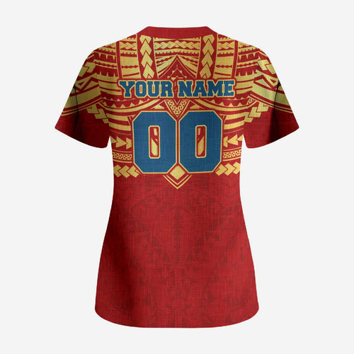 Personalized Gold Coast Suns Scrub Top Polynesian Tribal Pattern Heritage Football
