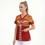 Personalized Gold Coast Suns Scrub Top Polynesian Tribal Pattern Heritage Football