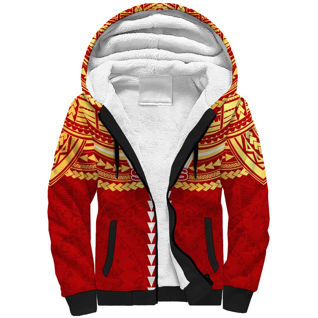 Personalized Gold Coast Suns Sherpa Hoodie Polynesian Tribal Pattern Heritage Football