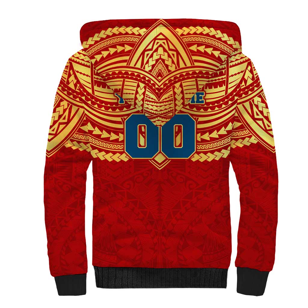Personalized Gold Coast Suns Sherpa Hoodie Polynesian Tribal Pattern Heritage Football