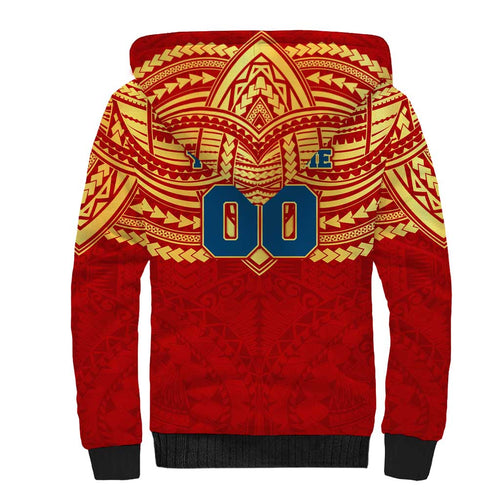 Personalized Gold Coast Suns Sherpa Hoodie Polynesian Tribal Pattern Heritage Football