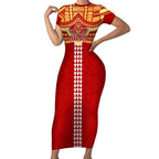 Personalized Gold Coast Suns Short Sleeve Bodycon Dress Polynesian Tribal Pattern Heritage Football