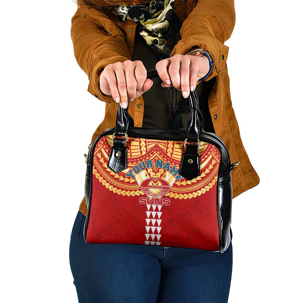 Personalized Gold Coast Suns Shoulder Handbag Polynesian Tribal Pattern Heritage Football