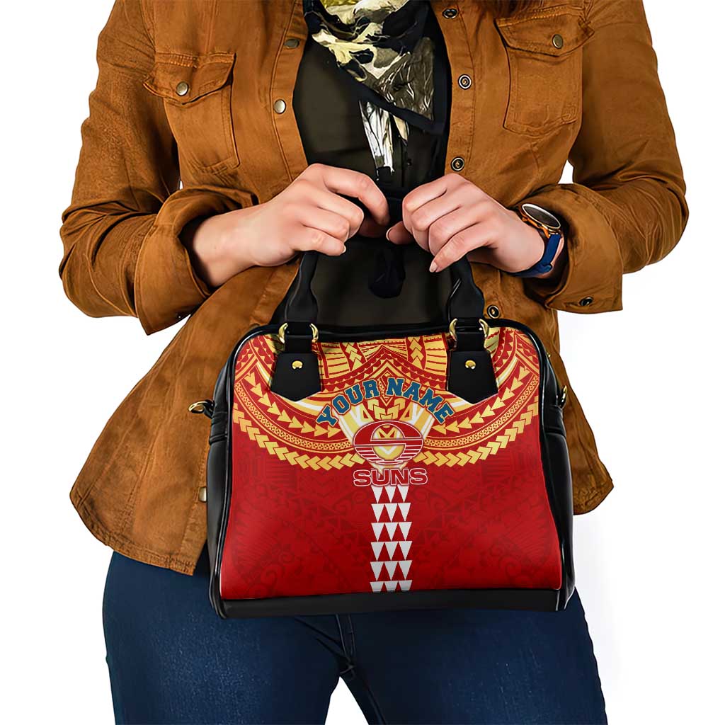 Personalized Gold Coast Suns Shoulder Handbag Polynesian Tribal Pattern Heritage Football