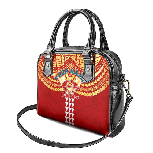 Personalized Gold Coast Suns Shoulder Handbag Polynesian Tribal Pattern Heritage Football