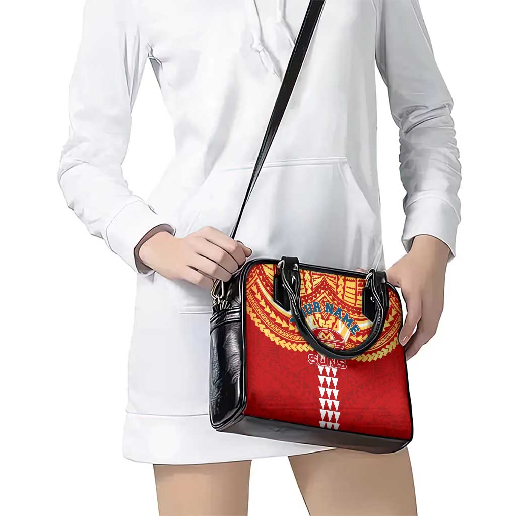 Personalized Gold Coast Suns Shoulder Handbag Polynesian Tribal Pattern Heritage Football