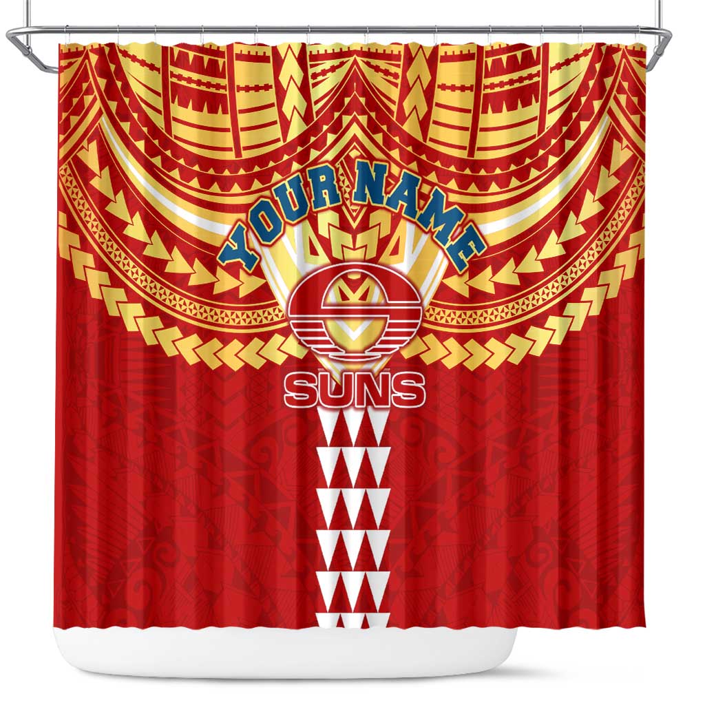 Personalized Gold Coast Suns Shower Curtain Polynesian Tribal Pattern Heritage Football