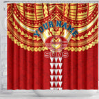 Personalized Gold Coast Suns Shower Curtain Polynesian Tribal Pattern Heritage Football