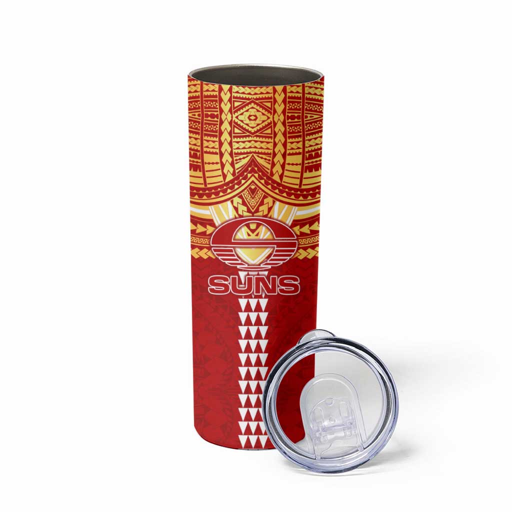 Personalized Gold Coast Suns Skinny Tumbler Polynesian Tribal Pattern Heritage Football