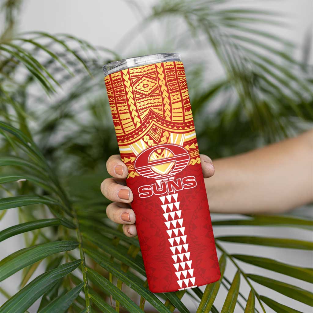 Personalized Gold Coast Suns Skinny Tumbler Polynesian Tribal Pattern Heritage Football