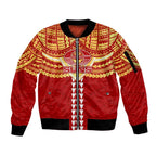 Personalized Gold Coast Suns Sleeve Zip Bomber Jacket Polynesian Tribal Pattern Heritage Football