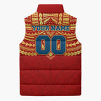 Personalized Gold Coast Suns Sleeveless Puffer Jacket Polynesian Tribal Pattern Heritage Football