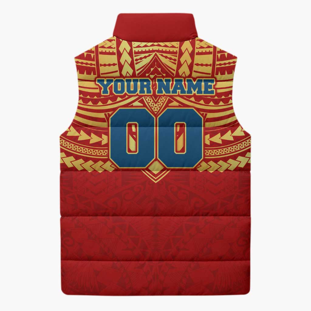 Personalized Gold Coast Suns Sleeveless Puffer Jacket Polynesian Tribal Pattern Heritage Football