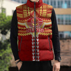 Personalized Gold Coast Suns Sleeveless Puffer Jacket Polynesian Tribal Pattern Heritage Football