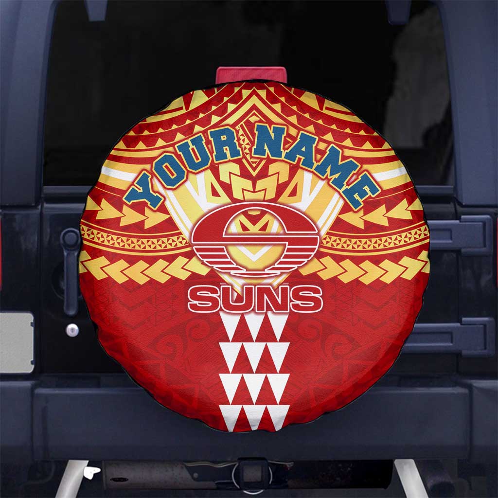 Personalized Gold Coast Suns Spare Tire Cover Polynesian Tribal Pattern Heritage Football
