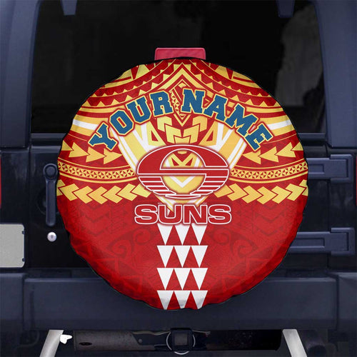 Personalized Gold Coast Suns Spare Tire Cover Polynesian Tribal Pattern Heritage Football