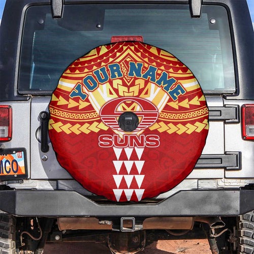 Personalized Gold Coast Suns Spare Tire Cover Polynesian Tribal Pattern Heritage Football