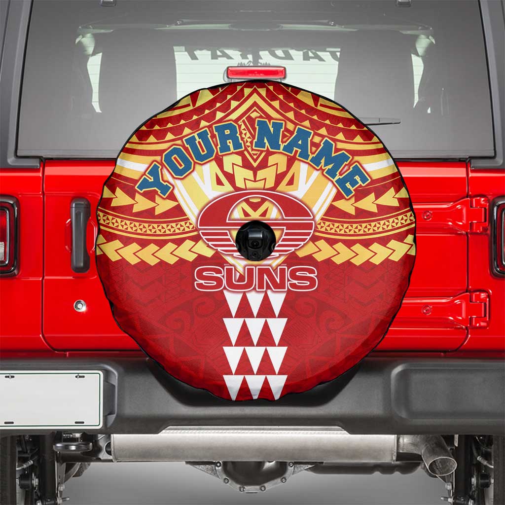 Personalized Gold Coast Suns Spare Tire Cover Polynesian Tribal Pattern Heritage Football